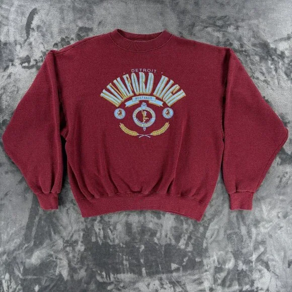 Genius Sweatshirt Men L/XL Detroit High School Mumford Mustangs Vintage 80's - Picture 11 of 16